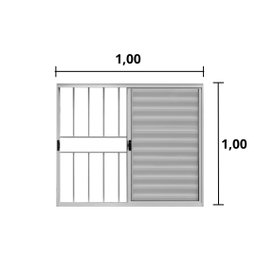 Veneziana de Correr 3 Folhas C/grade Alumínio Branco 1.00 X 1.00 Linha Modular - Hale - 2
