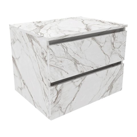 Gabinete Banheiro 2 Gavetas 60cm Suspenso Multimóveis VCR10087 Mármore Branco
