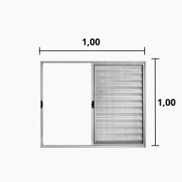 Veneziana de Correr 3 Folhas S/grade 1.00 X 1.00 Alumínio Brilhante Linha Modular - Hale - 2