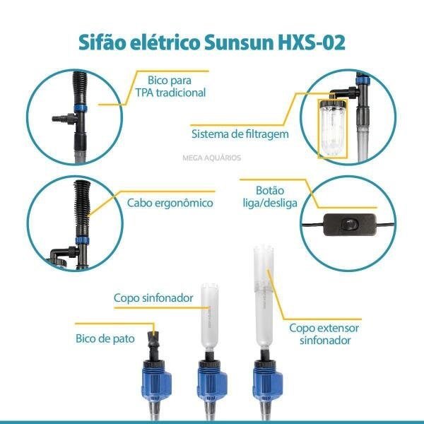 Sifão Elétrico Sunsun Hxs-02 800L/H Limpeza Aquarios 110V - 2