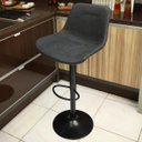 Ver imagem 3 de Banqueta Alta Estofada Para Bar Balcão Cozinha Americana Giratória Regulável Roma Com Costura