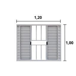Veneziana de Correr 6 Folhas C/grade Alumínio Branco 1.00 X 1.20 Linha Modular - Hale - 2