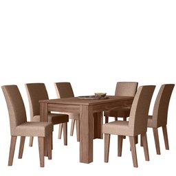 CONJUNTO SALA DE JANTAR GEÓRGIA 1,56 X 0,84 COM 6 CADEIRAS AMÊNDOA 07C - 2