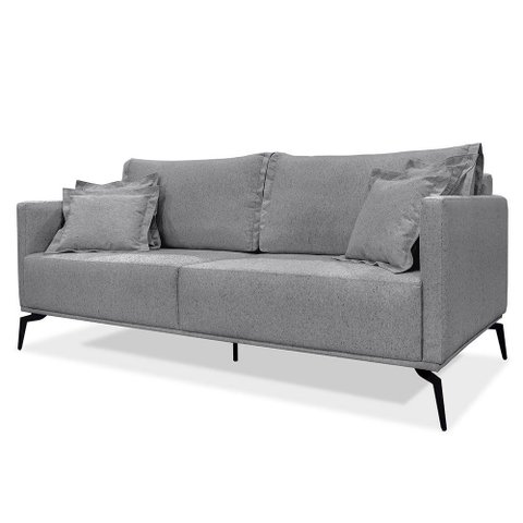 Sofá 3 Lugares 220cm Pés de Metal Vecchia S06 Linho Cinza - Mpozenato