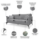 Ver imagem 6 de Sofá 3 Lugares 220cm Pés de Metal Vecchia S06 Linho Cinza - Mpozenato
