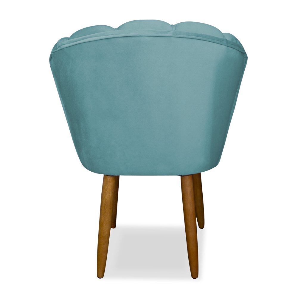 Kit 4 Cadeira para Mesa de Jantar Modelo Flor Suede:azul Turquesa - 4