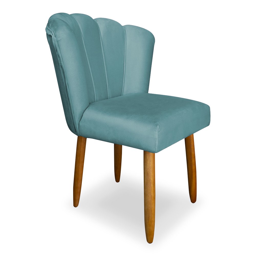 Kit 4 Cadeira para Mesa de Jantar Modelo Flor Suede:azul Turquesa - 3