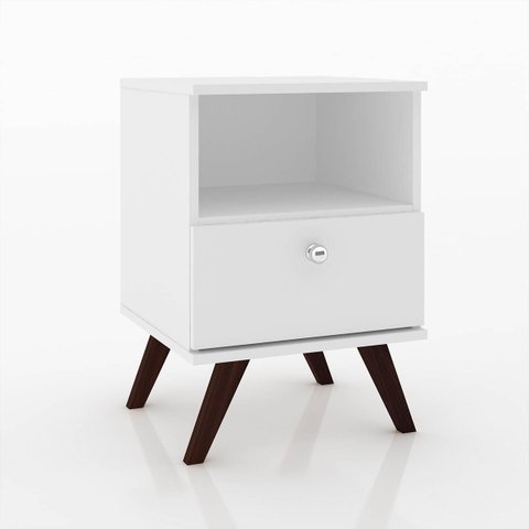 Mesa de Apoio Retrô com Gaveta 40 X 58 X 38 Cm Mdp Branco - Clicklar