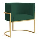 Ver imagem 1 de Poltrona Decorativa Sala Estar Recepção Escritório Luana Base Gold Veludo Verde - Montanaris Decor