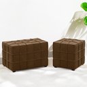 Ver imagem 1 de Conjunto 2 Puffs Decorativos Augusto 43cm e 70cm Sala de Estar Couro Marrom Claro Manchado G88 - Gra