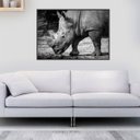 Ver imagem 1 de Quadro Canvas Decorativo para Sala Rinoceronte P&b 80x1,00
