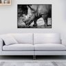 Quadro Canvas Decorativo para Sala Rinoceronte P&b 90x,120 - 1