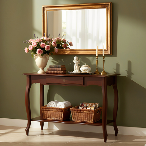 Aparador para Sala Sevilha com Gaveta, Prateleira e Pés Luiz Xv - Pinhão