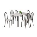 Ver imagem 2 de Conjunto de Mesa Tubular 140cm X 75cm Tampo em Vidro com 6 Cadeiras Iris B