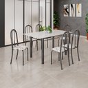 Ver imagem 1 de Conjunto de Mesa Tubular 140cm x 75cm Tampo em Vidro com 6 Cadeiras Iris B Prata/Mart