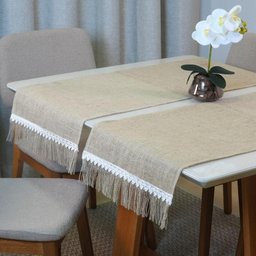 Caminho de Mesa 1 Peça Decorê 1.30m X 46cm 75% Juta / 25% Malva - Bege - 1