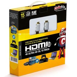 Cabo Hdmi 2.0 Flat Desmontável 4k, Ultra Hd, 3d - 15 Metros - 3