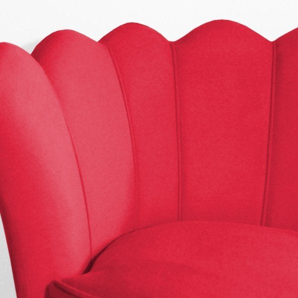 Poltrona Decorativa Dália com Puff Chloe Hairpin Legs Preto Suede Vermelho - 4