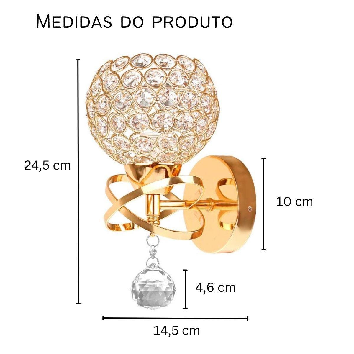 Luminária de Parede Arandela Redona Cristal Moderna Luxuosa - 2