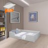 Cama Montessoriana Solteiro com Colchão em Madeira com Revestimento em Tecido Luana Cinza - 2