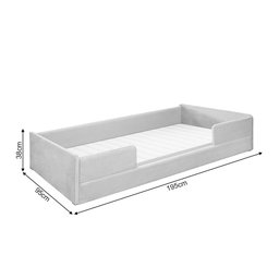 Cama Montessoriana Solteiro com Colchão em Madeira com Revestimento em Tecido Luana Cinza - 4 Cama Montessoriana Solteiro com Colchão em Madeira com Revestimento em Tecido Luana Cinza - 4