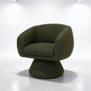 Ver imagem 4 de Poltrona Orgânica Giratoria Redonda Sala Venus Confortável Elegante Sapatas Plásticas Linho Verde