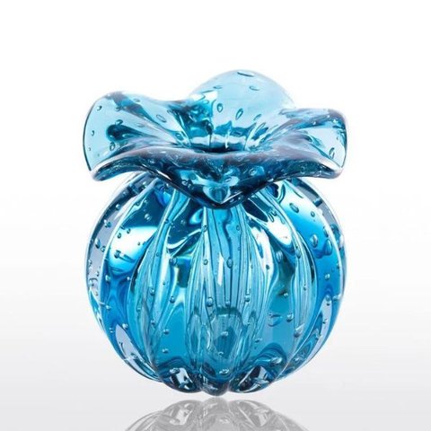 Vaso Trouxinha Cristal Murano Aquamarine Love M