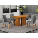 Ver imagem 1 de Conjunto Jantar 4 Cadeiras Maciça 1,35x90 Iza - Arbo Design - Cinamomo Linho Cinza