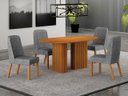 Ver imagem 1 de Conjunto Jantar 4 Cadeiras Maciça 1,35x90 Iza - Arbo Design - Cinamomo Linho Cinza