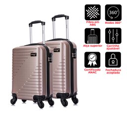 Conjunto Mala de Viagem Pp e P Chicago Swiss Move Champagne - 7