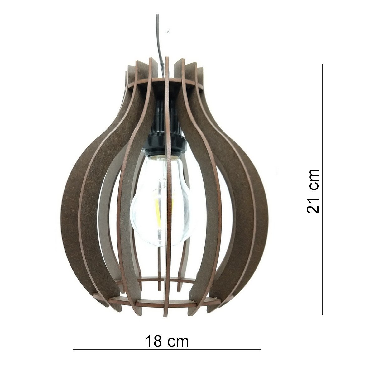 Lustre Luminária Pendente de Madeira Mdf Mod. Bali Tabaco - 2