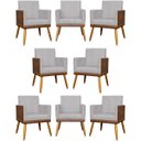 Ver imagem 1 de Kit 8 Poltronas Decorativas Lis Corino e Linho Cores Pé Palito 30 Cm Castanho