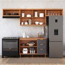 Ver imagem 1 de Cozinha Modulada 4 Peças com 1 Balcão e 3 Armários Aéreo Elena Cinamomo/Titanium