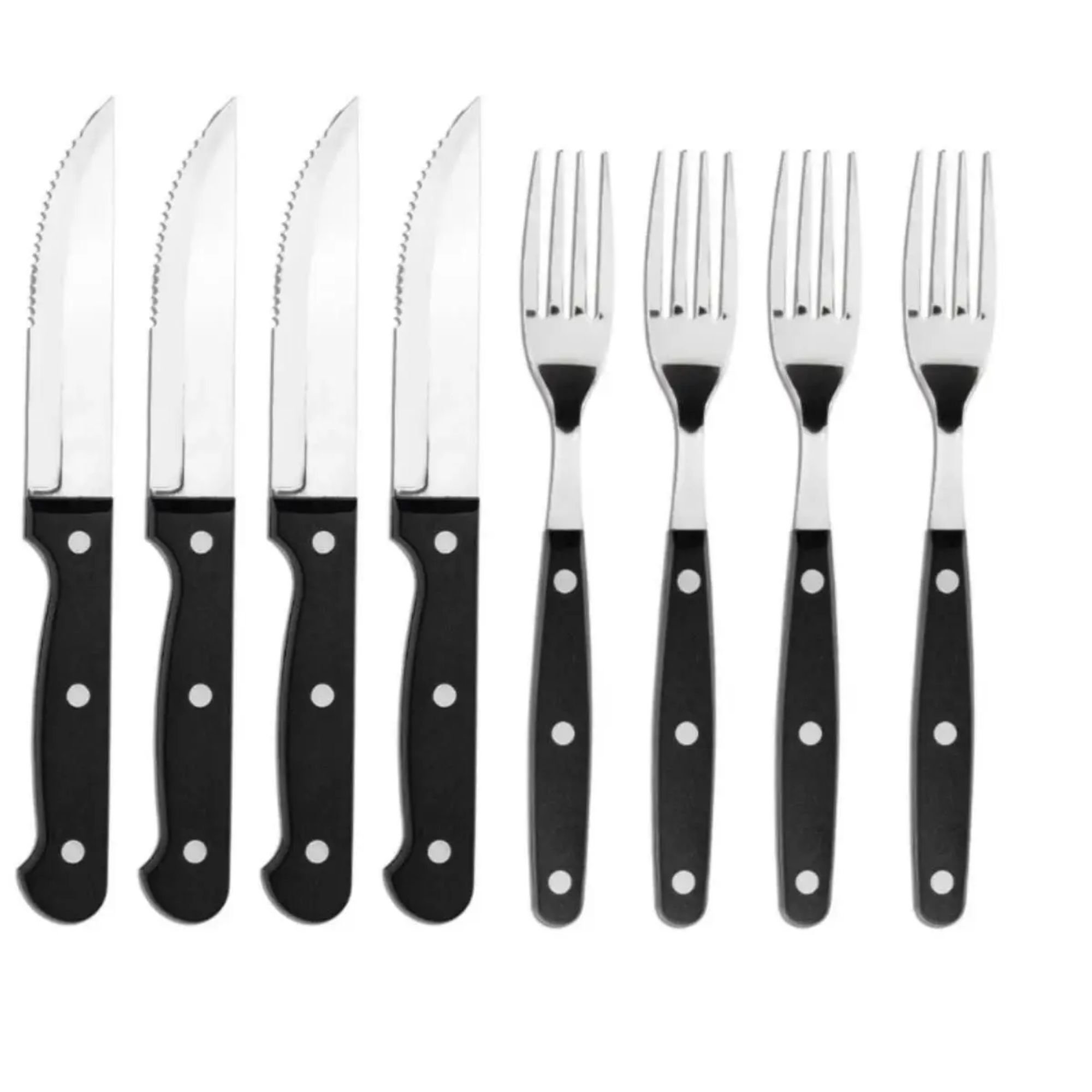 Jogo Talheres de Churrasco Jumbo 8 Peças 4 Garfos 4 Facas