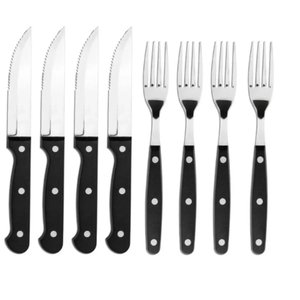Jogo Talheres de Churrasco Jumbo 8 Peças 4 Garfos 4 Facas