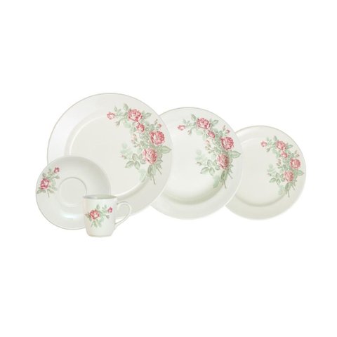 Jogo de Jantar Roseira Real 20 Peças Porcelana Schmidt