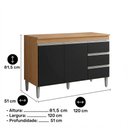 Ver imagem 4 de Balcão Gabinete Cozinha Andréia 120cm 2 Portas com Tampo Mdp Amêndoa/preto - Desk Design