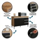 Ver imagem 3 de Balcão Gabinete Cozinha Andréia 120cm 2 Portas com Tampo Mdp Amêndoa/preto - Desk Design
