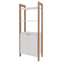 Ver imagem 2 de Estante para Livros Multiuso com 2 Portas e 1 Prateleira Amêndoa com Branco Az1009 Tecnomobili