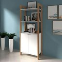 Ver imagem 3 de Estante para Livros Multiuso com 2 Portas e 1 Prateleira Amêndoa com Branco Az1009 Tecnomobili