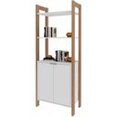 Ver imagem 1 de Estante para Livros Multiuso com 2 Portas e 1 Prateleira Amêndoa com Branco Az1009 Tecnomobili