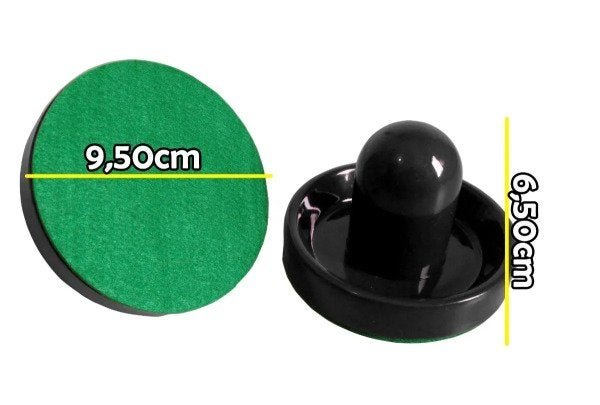 2 Rebatedores Pretos 9,5cm + 1 Disco 6,4cm De Air Game / Air Hockey - 2