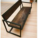 Ver imagem 1 de Banco Namoradeira de Aço Ferro Madeira Robusto Cor Preto Estilo Industrial Na-01
