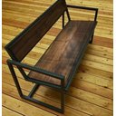 Ver imagem 2 de Banco Namoradeira de Aço Ferro Madeira Robusto Cor Preto Estilo Industrial Na-01