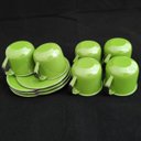 Ver imagem 2 de Jogo de Xícaras com Pires 6 Canecas Esmaltada 180ml Chá Café Verde