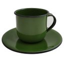 Ver imagem 4 de Jogo de Xícaras com Pires 6 Canecas Esmaltada 180ml Chá Café Verde