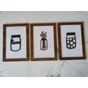 Ver imagem 1 de Kit com 3 Quadros Mdf com Moldura Cor Tabaco com Potes de Amor Decorativas