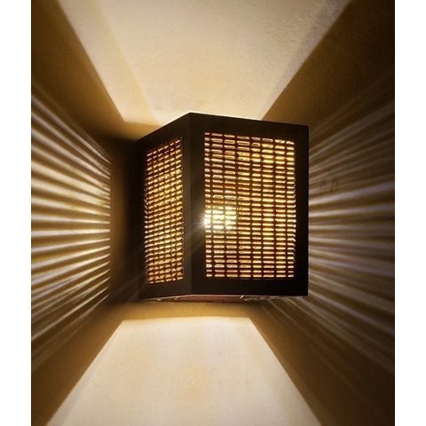 Kit 5 Arandelas 2 Fachos Frisos Bambu Efeito Uso Interno/Coberto