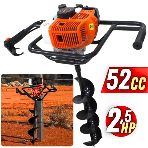 Perfurador de Solo Gasolina 52cc Broca 80x15 Vps520s Vulcan Trent P/ Fazer Cerca, Estaca