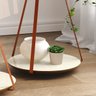 Conjunto de Mesa Apoio Lateral Redonda Sofia Pés Ferro Cobre Off White/Freijo - 3